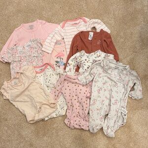 Lot of 10 Newborn and 0-3M Baby Girl onsies